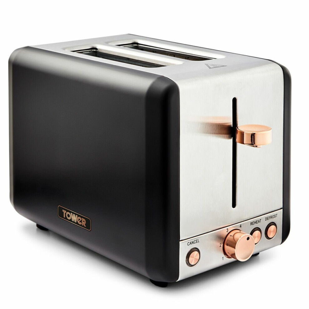 Cavaletto 2 Slice Black & Rose Gold Toaster