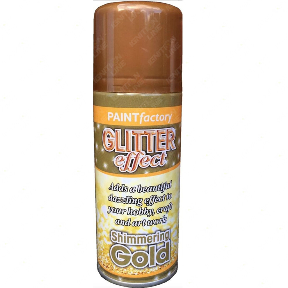 Woolbro Gold Paint Spray Glitter Effect Decorative Creative Art Crafts 200ml