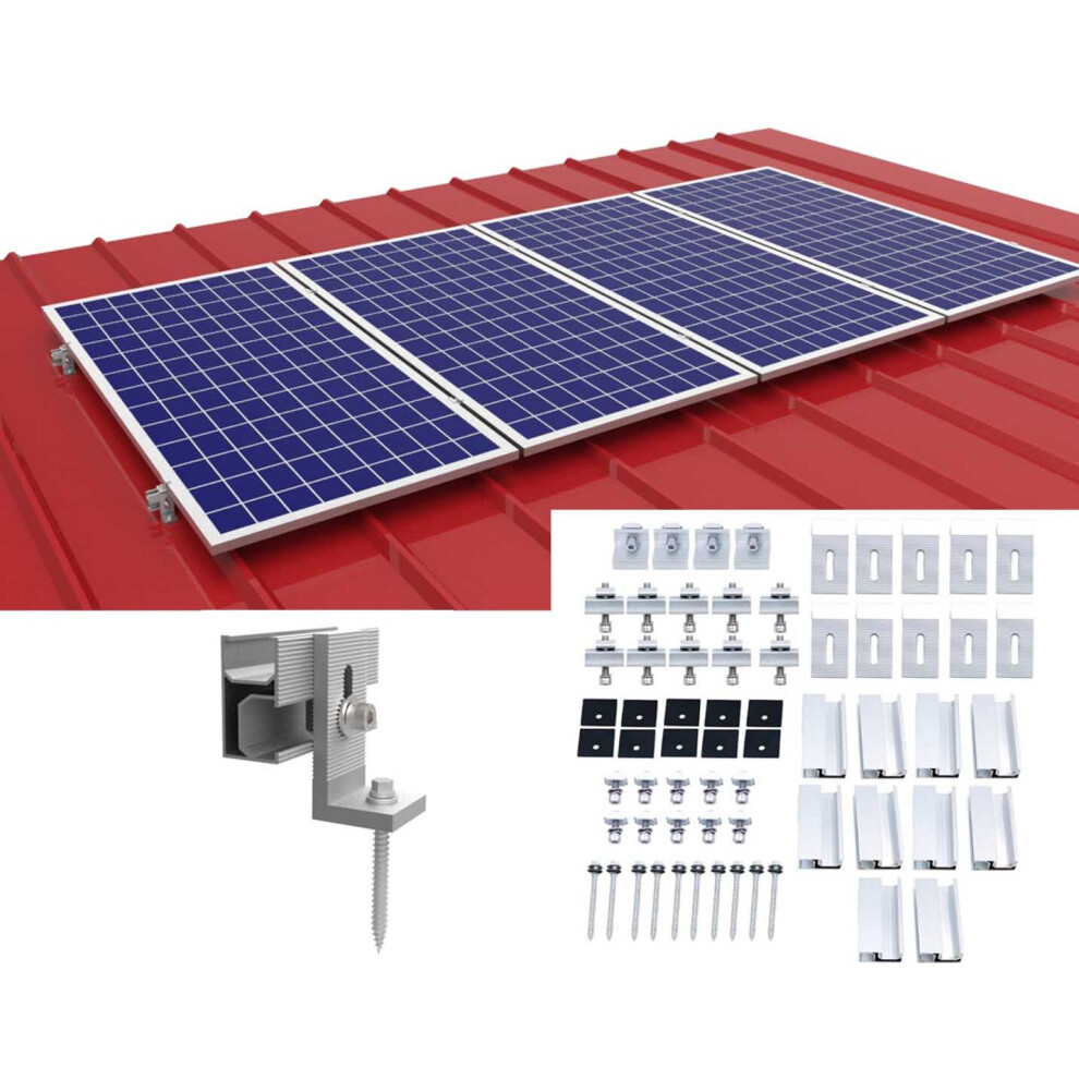 Solar Panel Roof Mounting Bracket Set Short Rails for 4 Panels