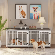 (White, Extra Large 107 x 71 x 81cm) Heavy Duty Dog Kennel Wooden Dog Crate Puppy Cage End Table