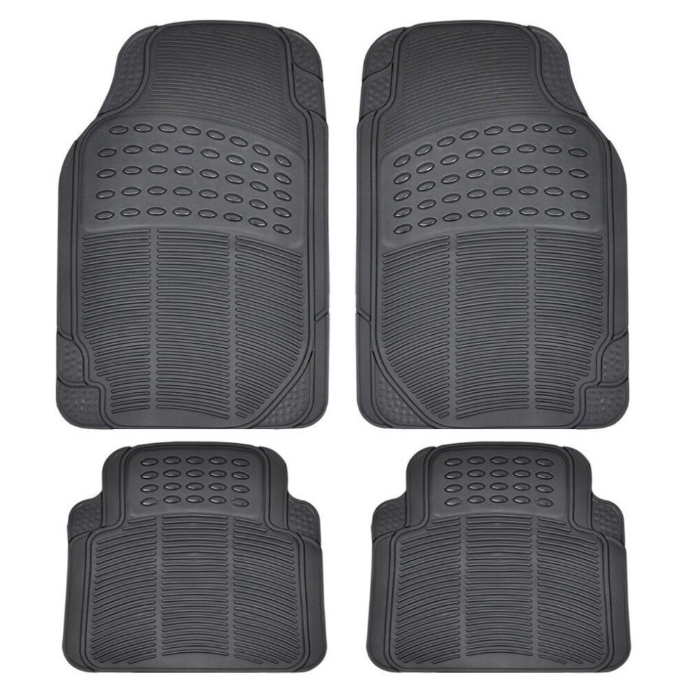 4pc Black Universal Heavy Duty Car Van Rubber Waterproof Grip Floor Mat Set