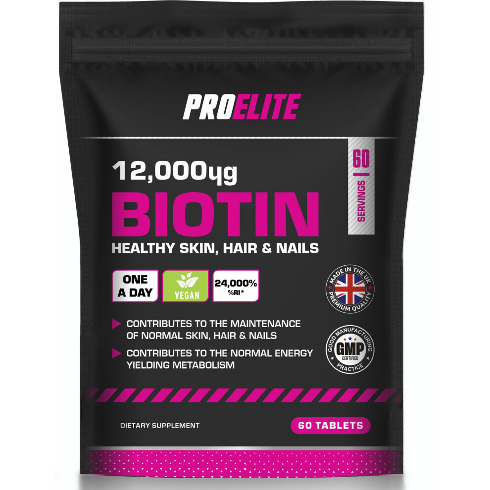 (60 Tablets) BIOTIN 12,000mcg Vegan Tablets Max Strength