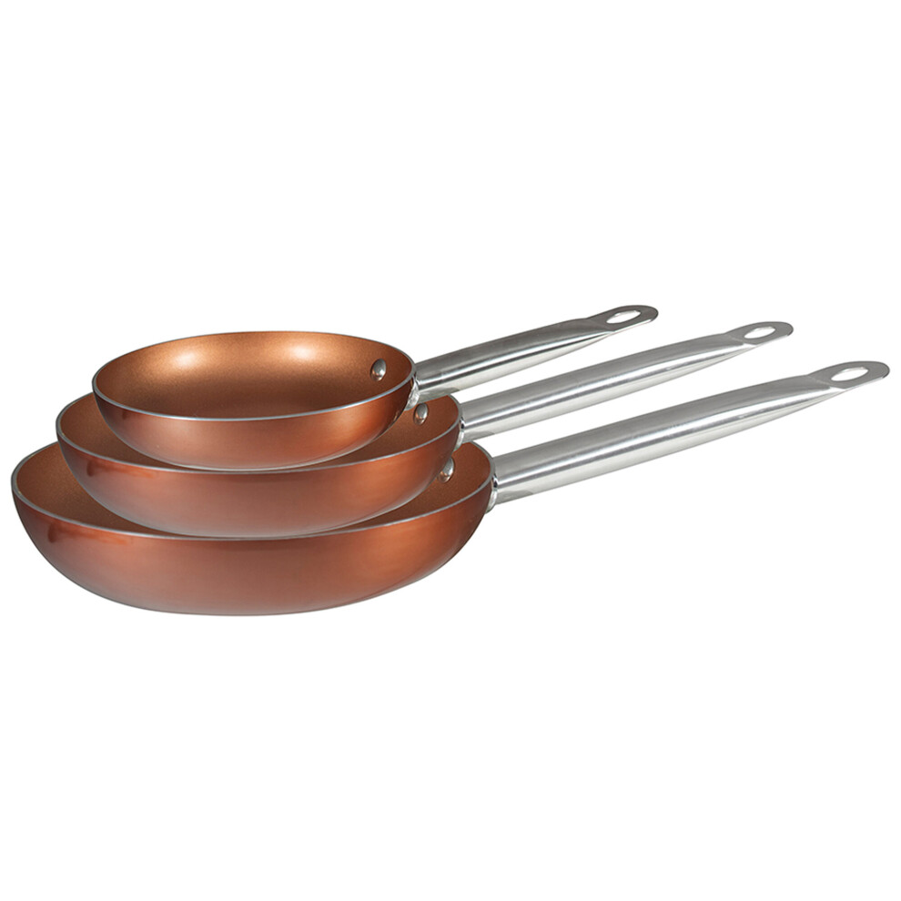 San Ignacio Set of 3 Aluminium Non-stick Frying Pan Copper