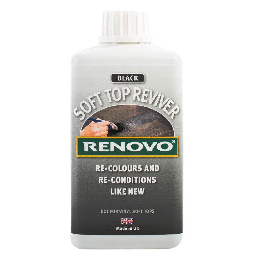 Renovo Soft Top Reviver Black Re-Colours Convertible Cabriolet Canvas Hood 500ml