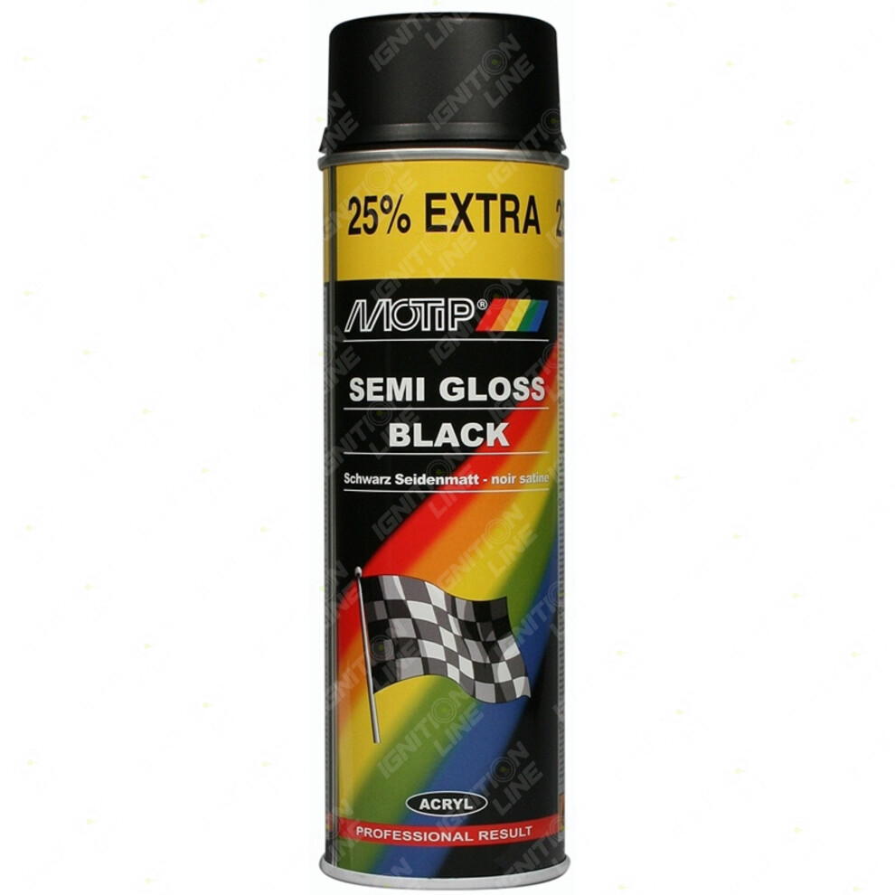 Motip Semi Gloss Black Satin Spray Paint Metal Wood Glass Plastic 500ml