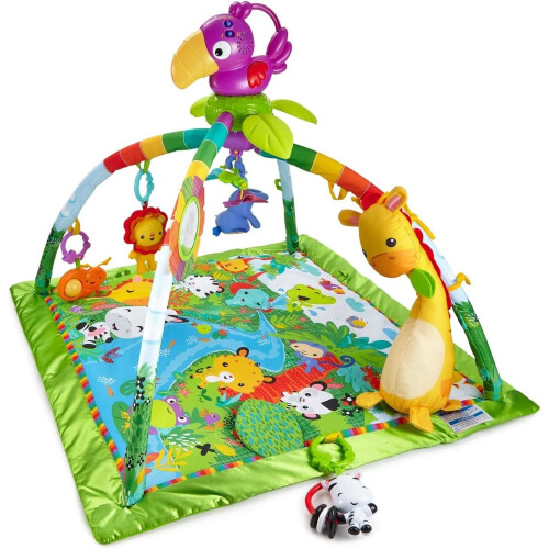 Fisher-Price Rainforest Music & Lights Deluxe Gym - 3-in-1 Baby Playmat with Lights, Music & Colorful Jungle Characters (Newborn to Toddler)
