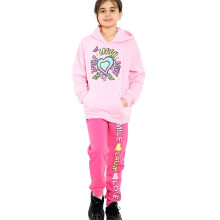 (13 Years, Baby Pink) Girls Tracksuit Hooded Hoodie Bottom Jogging Suit