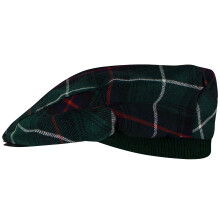 Mens Tartan Flat Cap MacDonald Of The Isles Green Modern Tartan Plaid Design Mens and Womens One size Elasticated Band Comfort Fit Scottish Made