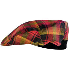 Mens Tartan Flat Cap Maple Leaf Canadian Tartan Plaid Design Mens and Womens One size Elasticated Band Comfort Fit Scottish Made