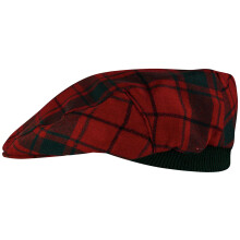 Mens Tartan Flat Cap MacDonald Lord Of The Isles Red Modern Tartan Plaid Design Mens and Womens One size Elasticated Band Comfort Fit Scottish Made