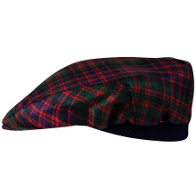 Mens Tartan Flat Cap MacDonald Clan Modern Tartan Plaid Design Mens and Womens One size Elasticated Band Comfort Fit Scottish Made