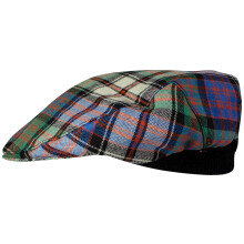 Mens Tartan Flat Cap MacDonald Dress Ancient Tartan Plaid Design Mens and Womens One size Elasticated Band Comfort Fit Scottish Made