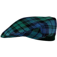 Mens Tartan Flat Cap Black Watch Ancient Tartan Plaid Design Mens and Womens One size Elasticated Band Comfort Fit Scottish Made