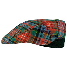 Mens Tartan Flat Cap Caledonia Ancient Tartan Plaid Design Mens and Womens One size Elasticated Band Comfort Fit Scottish Made