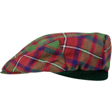 Mens Tartan Flat Cap Shaw Red Modern Tartan Plaid Design Mens and Womens One size Elasticated Band Comfort Fit Scottish Made
