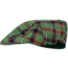 Mens Tartan Flat Cap Shaw Green Modern Tartan Plaid Design Mens and Womens One size Elasticated Band Comfort Fit Scottish Made