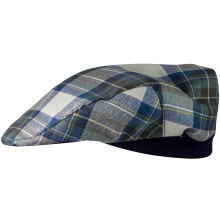 Mens Tartan Flat Cap Stewart Muted Blue Weathered Tartan Plaid Design Mens and Womens One size Elasticated Band Comfort Fit Scottish Made