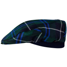 Mens Tartan Flat Cap - Douglas Modern Tartan, Scottish Made Wool, Unisex One-Size with Elastic Band, Comfort Fit