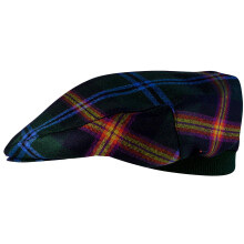 Mens Tartan Flat Cap Young Modern Tartan Plaid Design Mens and Womens One size Elasticated Band Comfort Fit Scottish Made