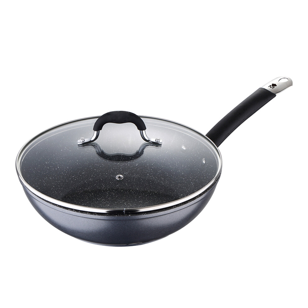 Home Edition Forged Aluminium Non-Stick Wok with Glass Lid 28cm Black