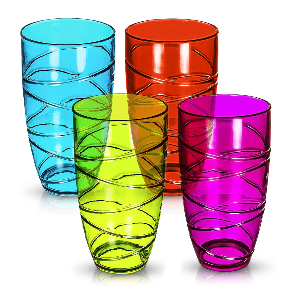 Swirl Plastic Acrylic Drink Tumblers Glasses - Set of 4