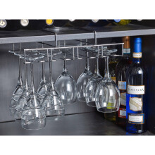 2 x Under Shelf Hanging Metal Wine Glasses Rack Stemware Holder Rail