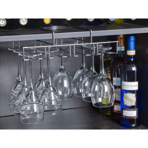 URBN-CHEF 2 x Under Shelf Hanging Metal Wine Glasses Rack Stemware Holder Rail