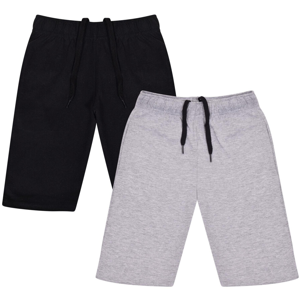 (9-10 Years, Black/Grey 2 Pack) Kids Boys 100% Cotton Shorts Casual Chino Shorts