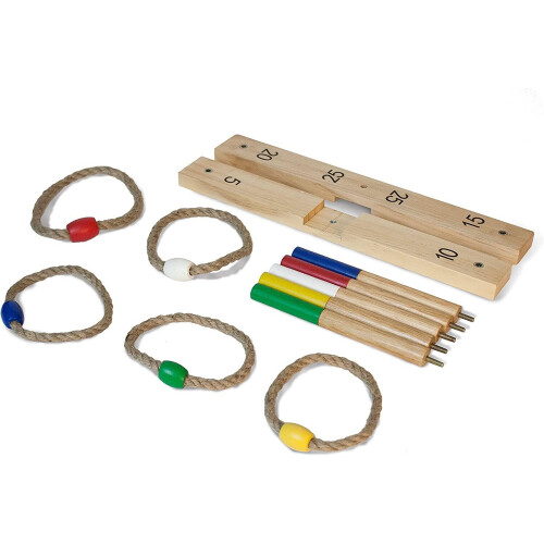 Yard Games Ring Toss Game Premium Set with 5 Thick rope rings, frame and posts 1