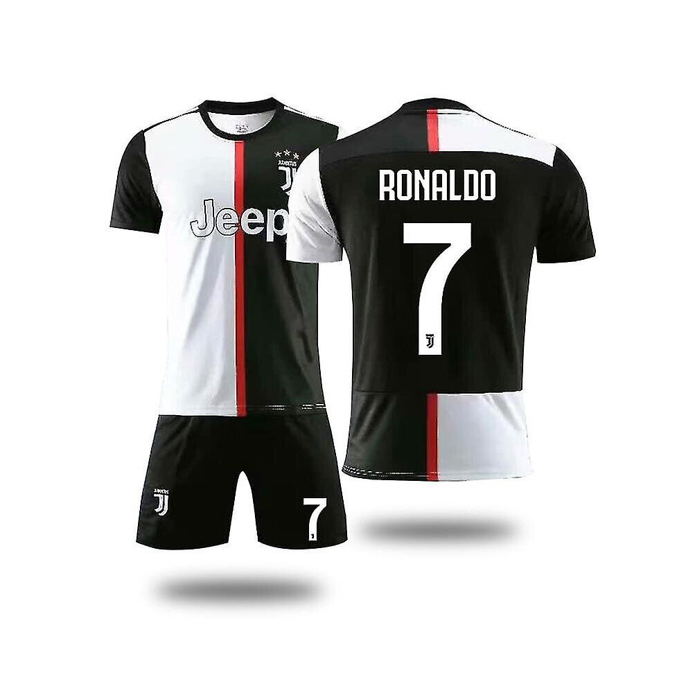 (26(140-150CM)) Juventus 2019/20 Home Ronaldo No.7 Soccer Jersey Kits For Kids Adults