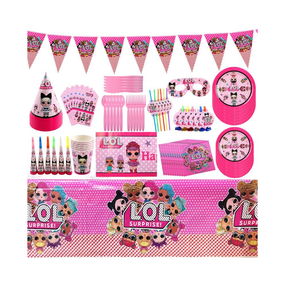 (88pcs Set) Lol Theme Party Supplies Birthday Decorations Banner Plates Kids Girls  Favors