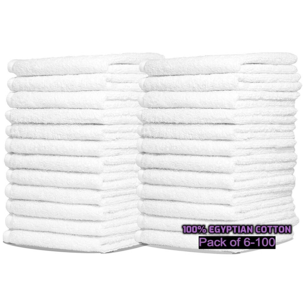 (24 Face Cloths) 100 x Luxury Face Cloth Flannels 100% Egyptian Cotton Luxury White Wash Cloths