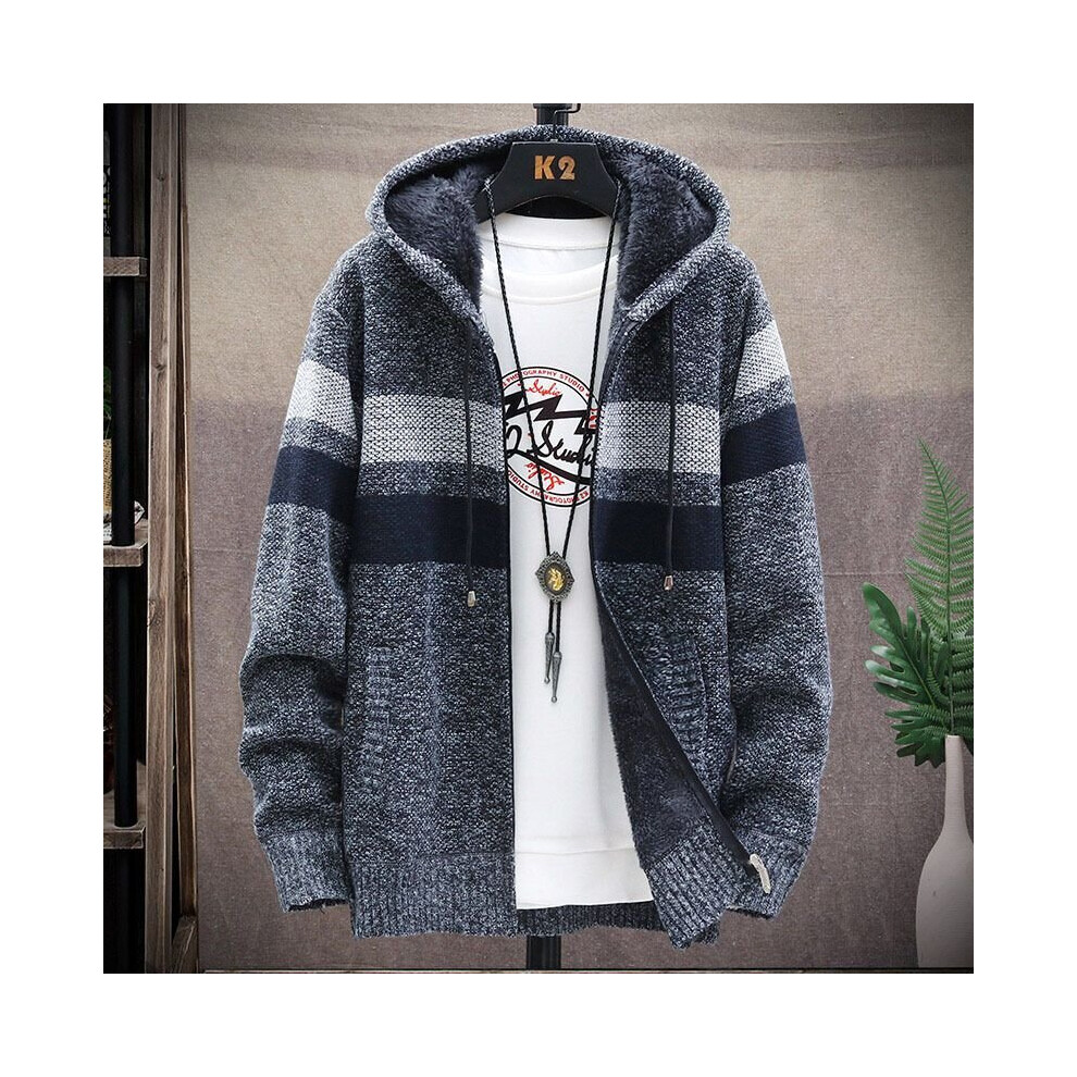 (Dark Gray, 4XL) Mens Thick Warm Fleece Lined Hooded Hoodie Winter Zip Up Coat Jacket Sweatshirt