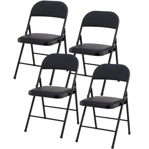 Charles Jacobs (4) Charles Jacobs Folding Chair Cushioned PU Office Reception Padded Black Frame