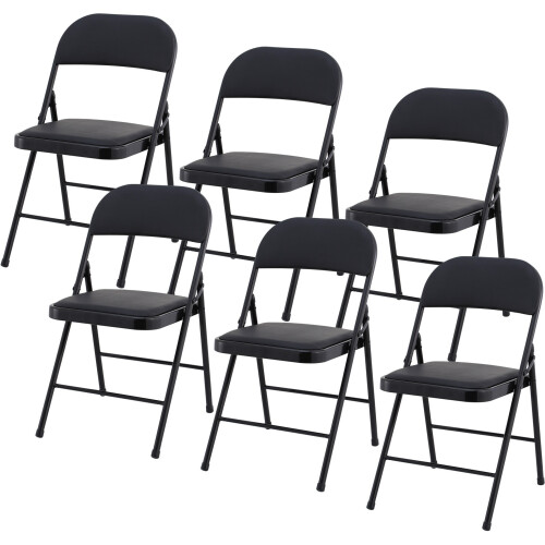 Charles Jacobs (6) Charles Jacobs Folding Chair Cushioned PU Office Reception Padded Black Frame