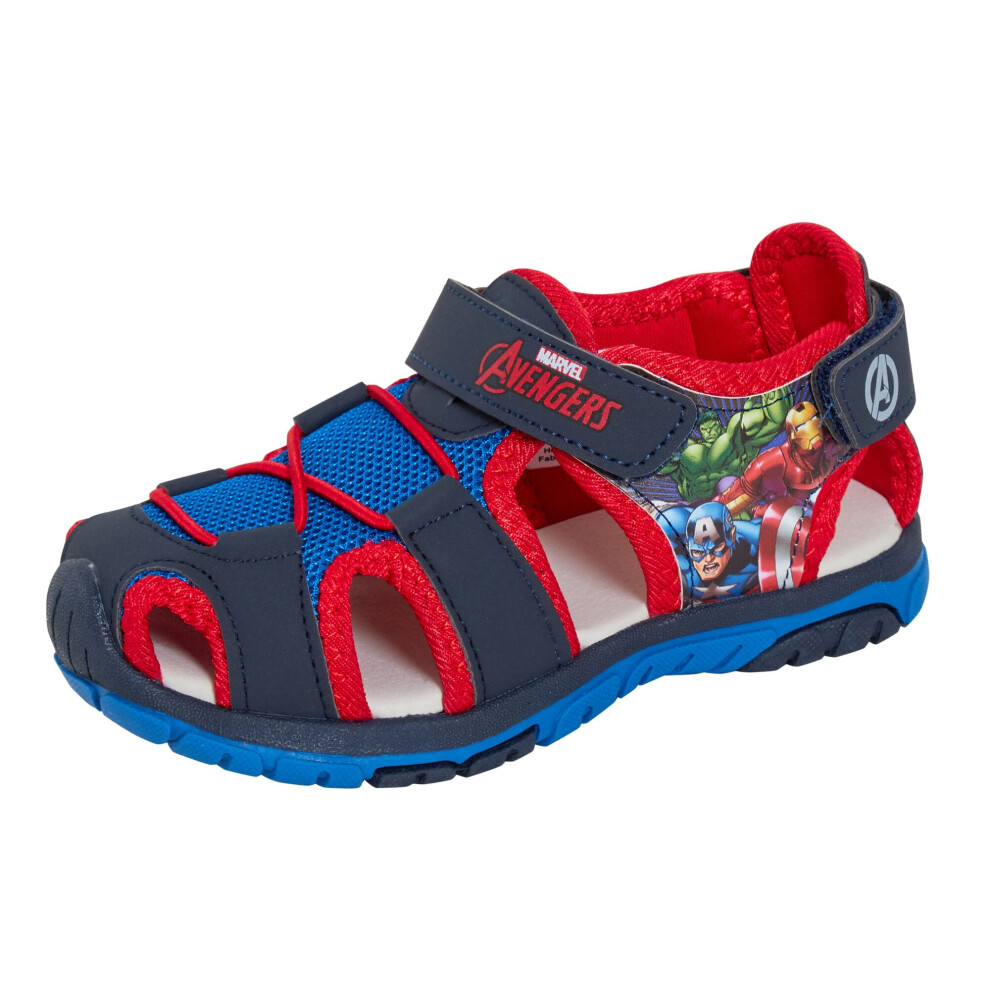 (9 UK Child) Avengers Sandals for Kids Marvel Closed Toe Sports Sandals Walking Summer Shoes