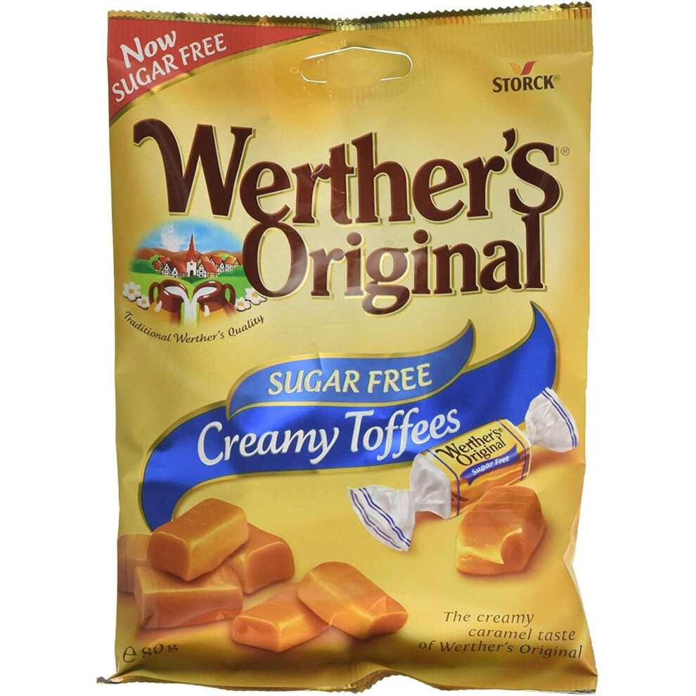 Werther's Original Sugar Free Creamy Toffees 80g ( Pack of 18 )