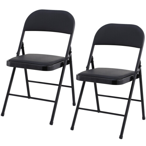 Charles Jacobs (2) Charles Jacobs Folding Chair Cushioned PU Office Reception Padded Black Frame
