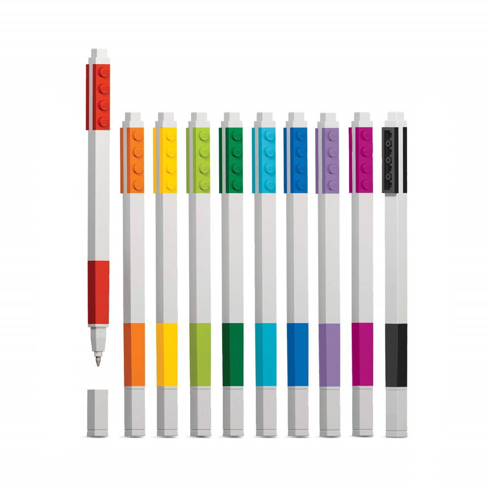 Lego Gel Pens Set of 10 Refillable Colours Minifigure Stationary