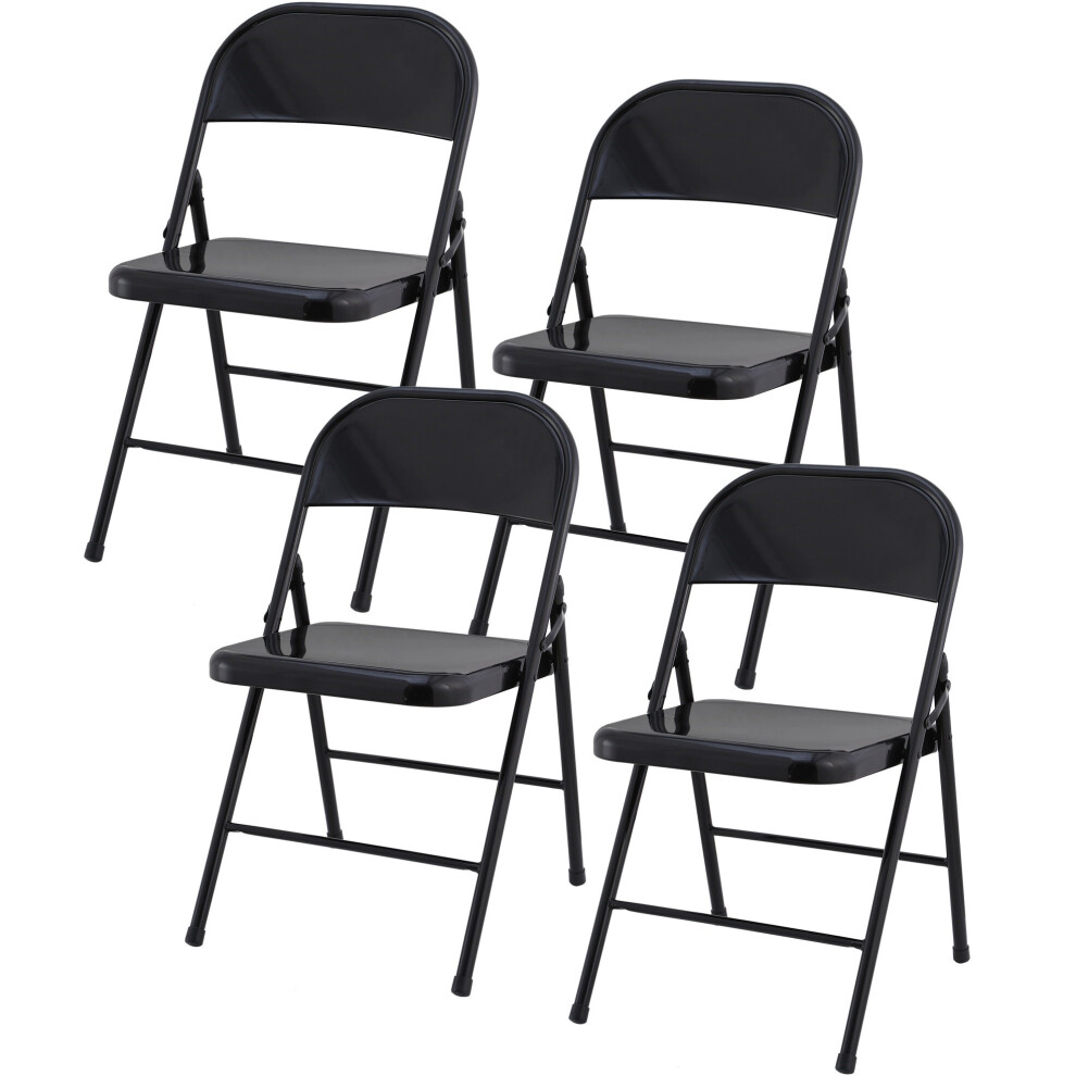 (4) Charles Jacobs Folding Chair Office Reception Padded Black Frame