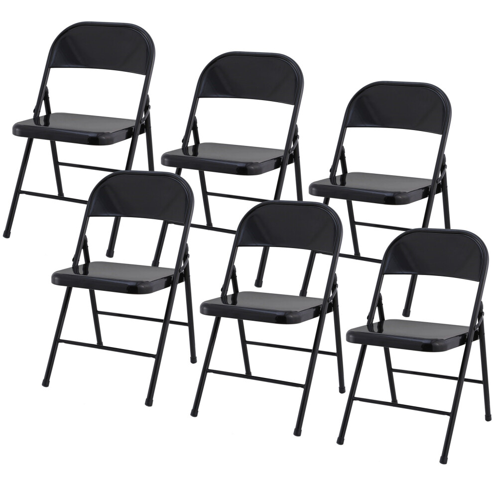 (6) Charles Jacobs Folding Chair Office Reception Padded Black Frame