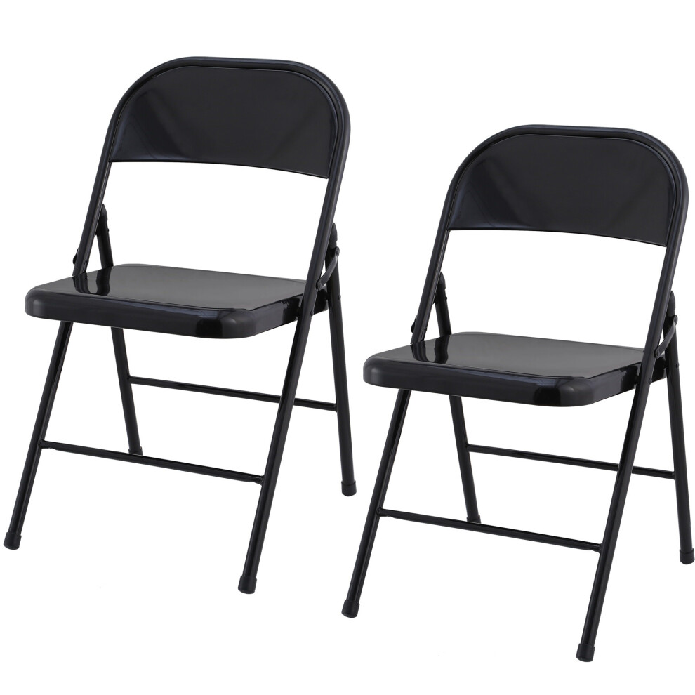 (2 ) Charles Jacobs Folding Chair Office Reception Padded Black Frame