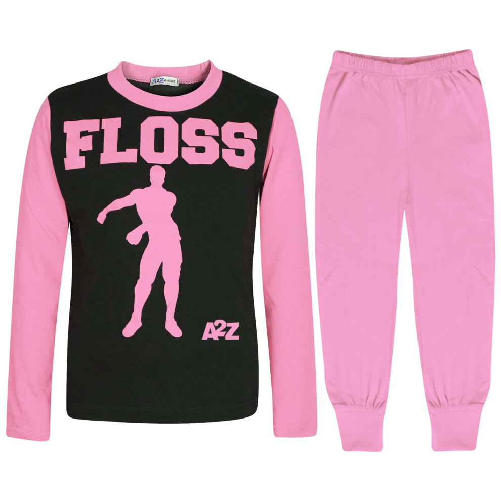 (9-10 Years, Baby Pink) Boys Girls Pyjamas Floss A2Z Print Xmas Outfit Set