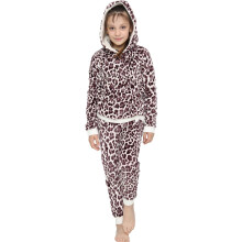 (9-10 Years, Brown Leopard) Unisex Pyjamas Soft Fleece 2 Piece Flannel Set 5-13