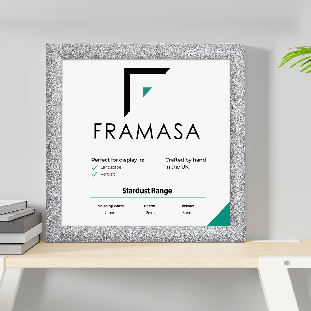 Photo Frames (Silver, 10x10 Inch) Glitter Sparkle Picture Photo Frames, Black Picture Frames, White Photo Frames All UK Sizes