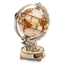 Globe Light Wooden World Map DIY Mechanical Moving USB Puzzle Map