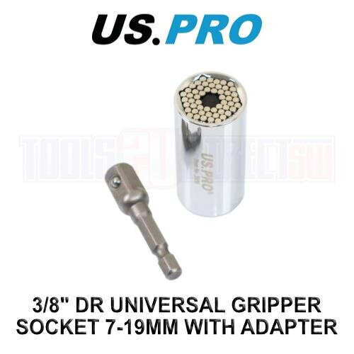 us pro US PRO 3/8" DR Multi Fit Universal Gripper Socket 7-19mm & Adapter 3956