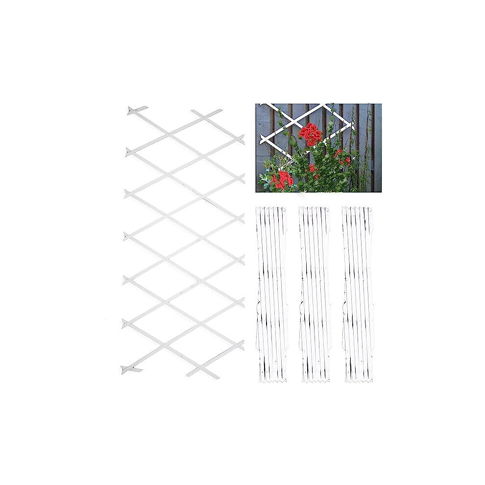 (White) Wooden Trellis Pack of 3 Expandable Wall