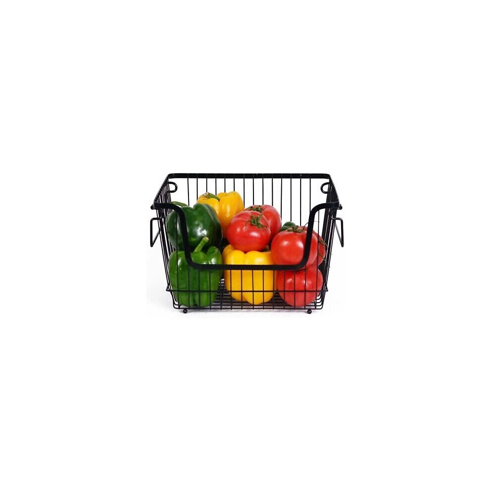 Homion (1, ) Vegetable Rack Fruit Wire Stacking Storage Basket Kitchen Stand 1, 2, 3 Tier Black