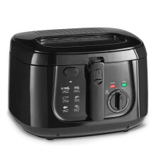 (Black) 2.5L Deep Fat Fryer Chip Electric Non-Stick Pan & Safe Basket Handle With Window
